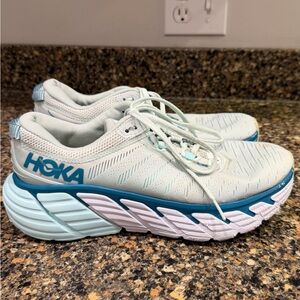 Hoka Women's Running Shoes - White and Blue ladies size 9.5 gaviota 3